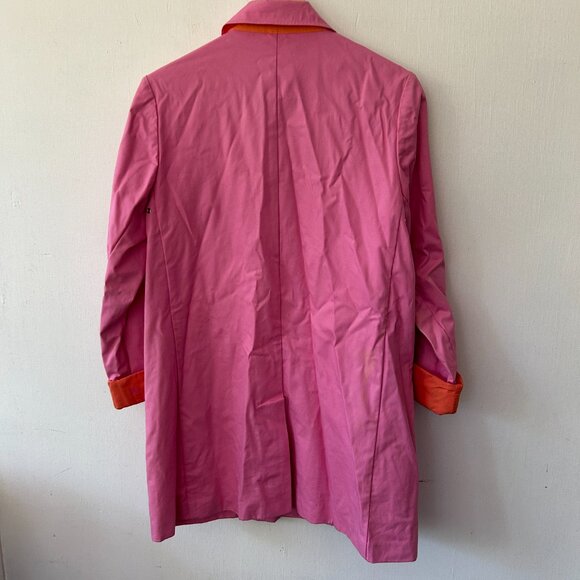 Lilly Pulitzer Trench Coat Womens Medium Pink VTG Pockets Collared Button FLAW - Picture 8 of 8